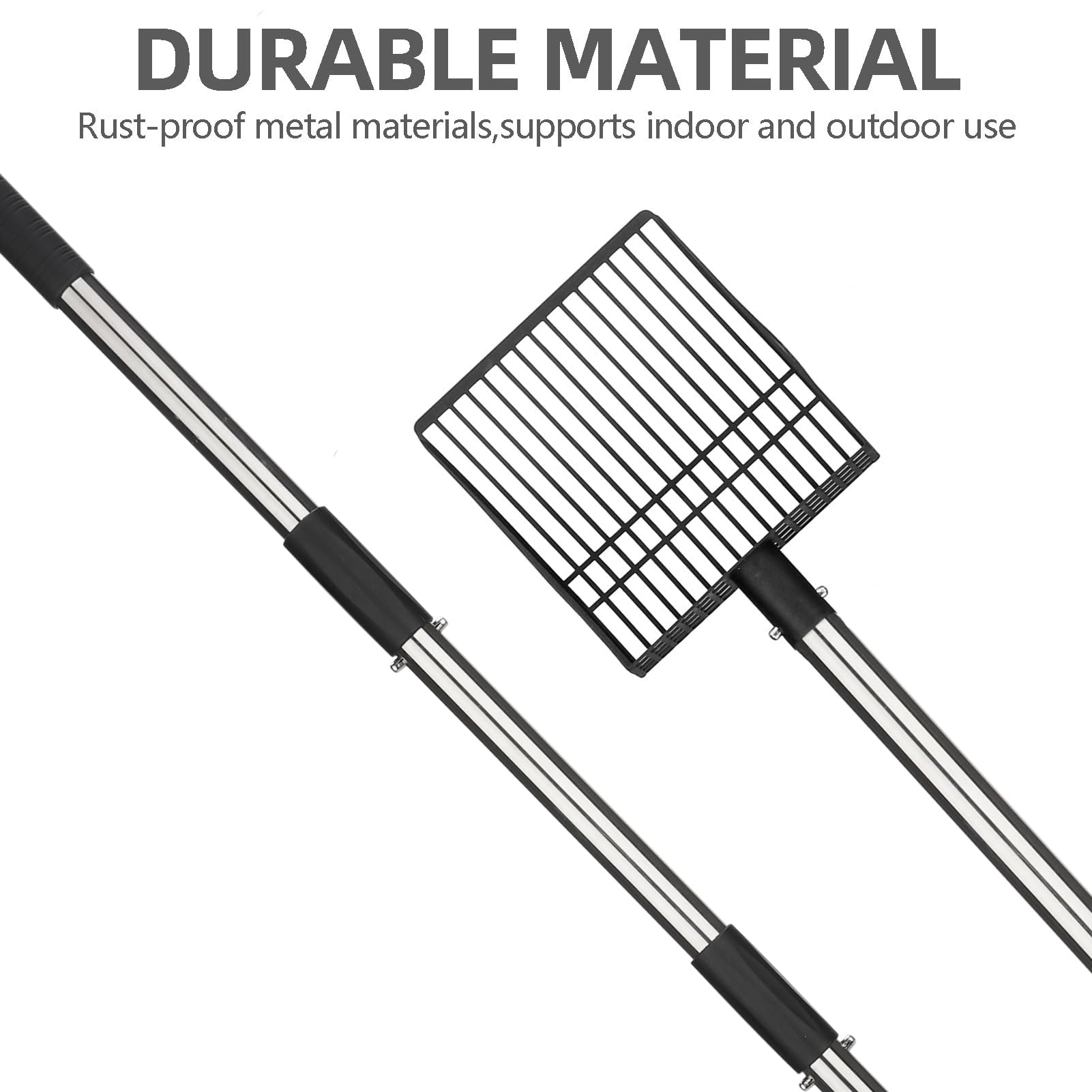 Pupteck Fast Sifting Cat Litter Scoop - Long Handle Metal Scooper With Deep Shovel, Heavy Duty & Non-Stick Cat Litter Sifter