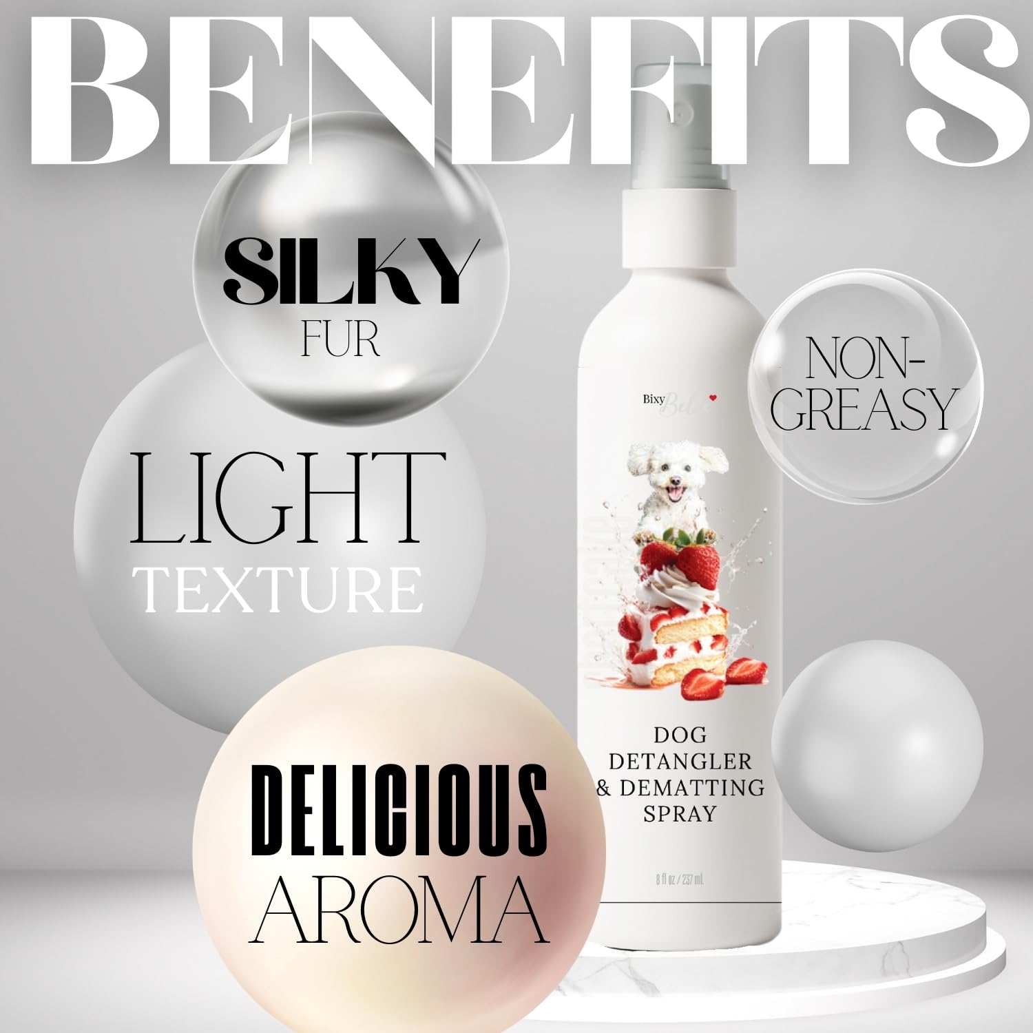 Dog Detangler Spray With Shortcake Fragrance - Natural Pet Nose Friendly Ingredients Used For Sensitive Skin - Dog Leave In Cond