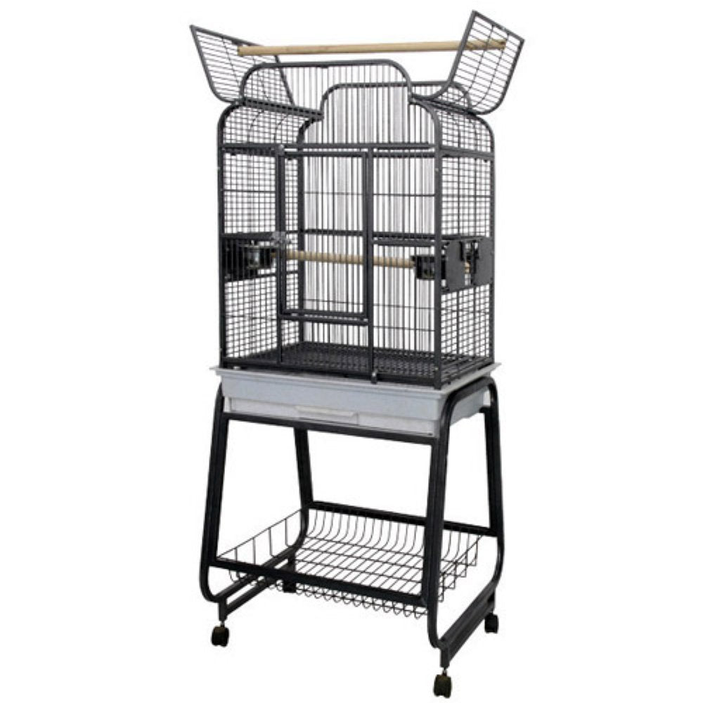 A&E Cage 782217 Black Open Victorian Top with Plastic Base Bird Cage, 22 x 17