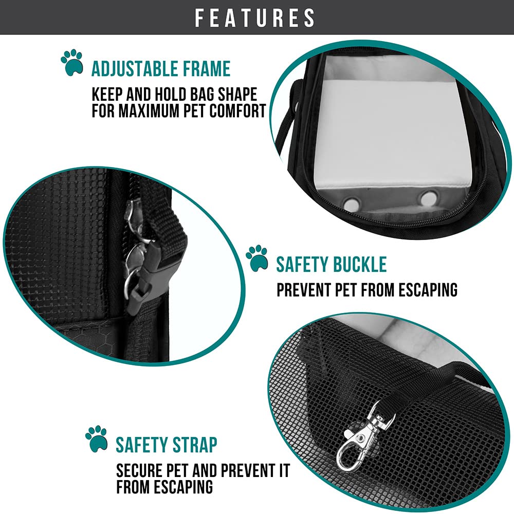 Petami Dog Purse Carrier For Small Dogs, Airline Approved Soft Sided Pet Carrier With Pockets, Ventilated Dog Carrying Bag For Puppy Cat, Dog Travel Supplies Bag, Sherpa Bed, Max 12 Lbs, Black