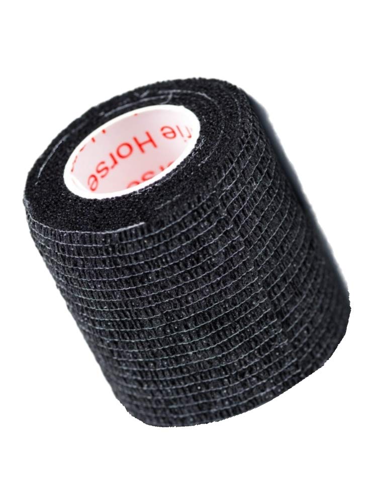 2 Inch Vet Wrap Tape Bulk (Black) (Pack of 24) Self Adhesive Adherent Adhering Flex Bandage Grip Roll for Dog Cat Pet Horse