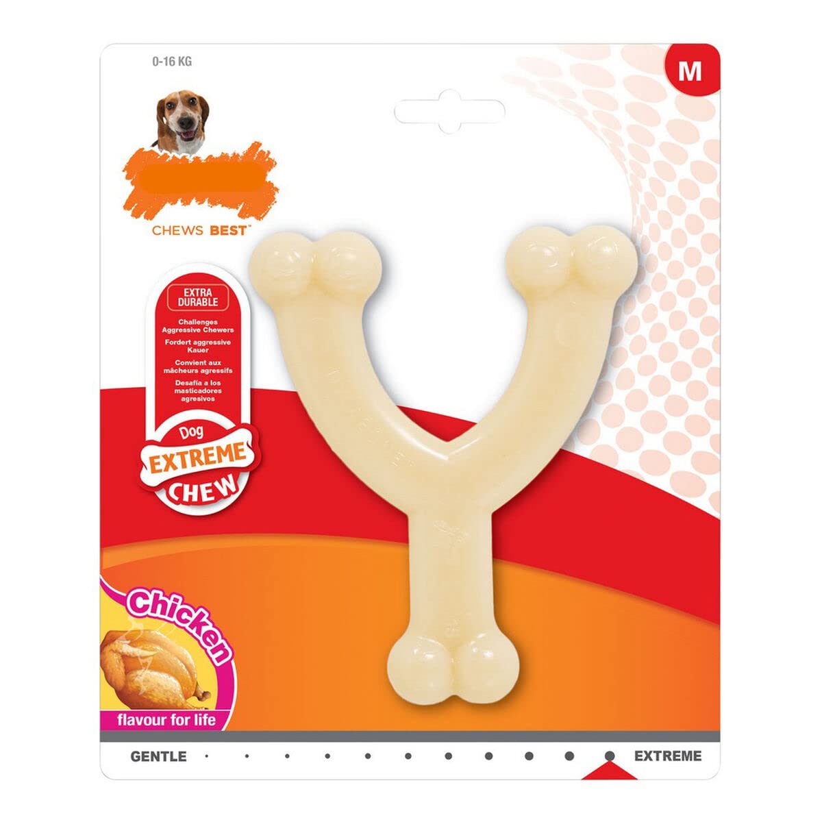 Nylabone (3 Pack) Dura Chew Original Flavored Wishbone Dog Chew - Size Wolf/Medium