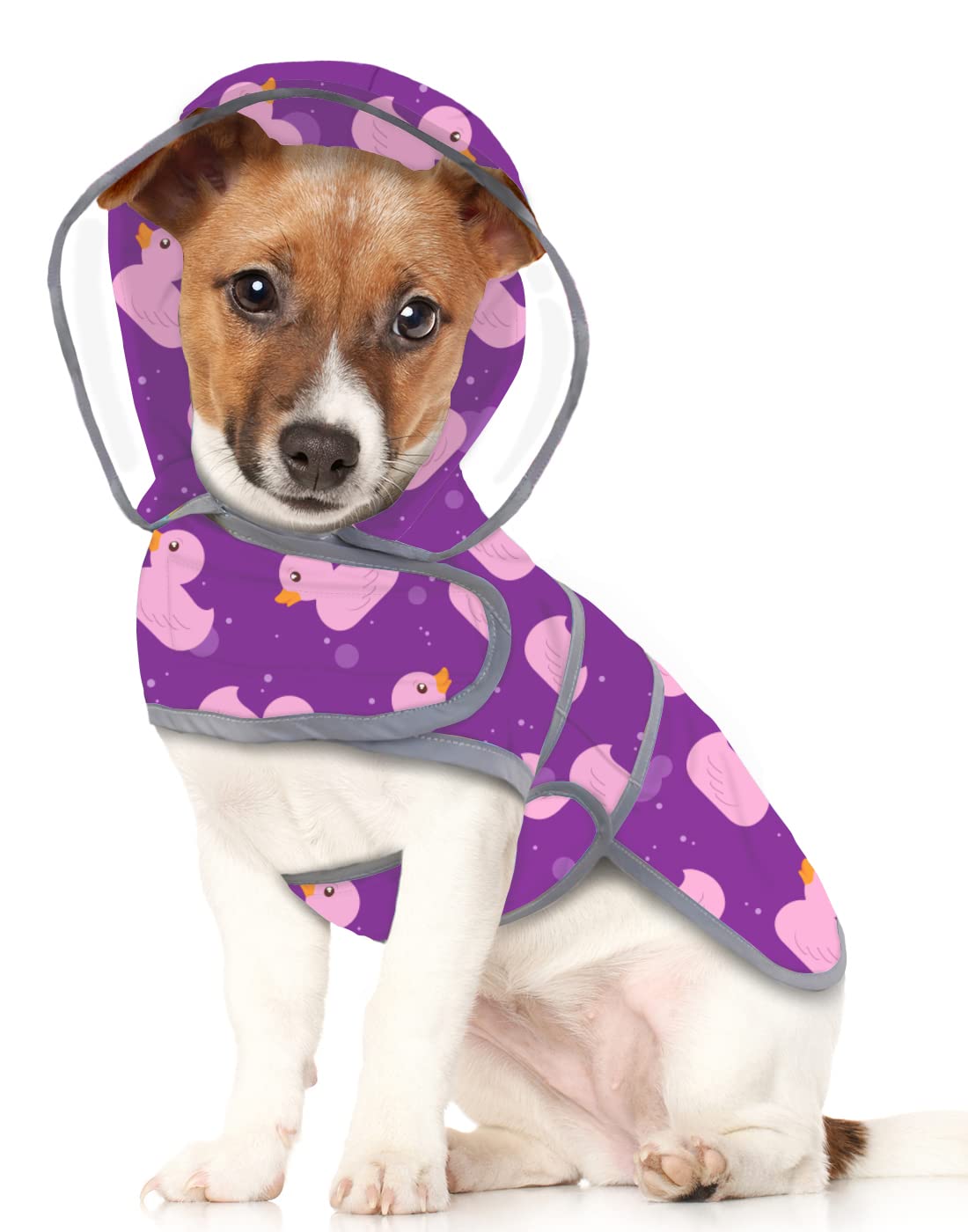 Hde Dog Raincoat With Clear Hood Rain Jacket Poncho For Small Medium Large Dogs Ducks Purple - M