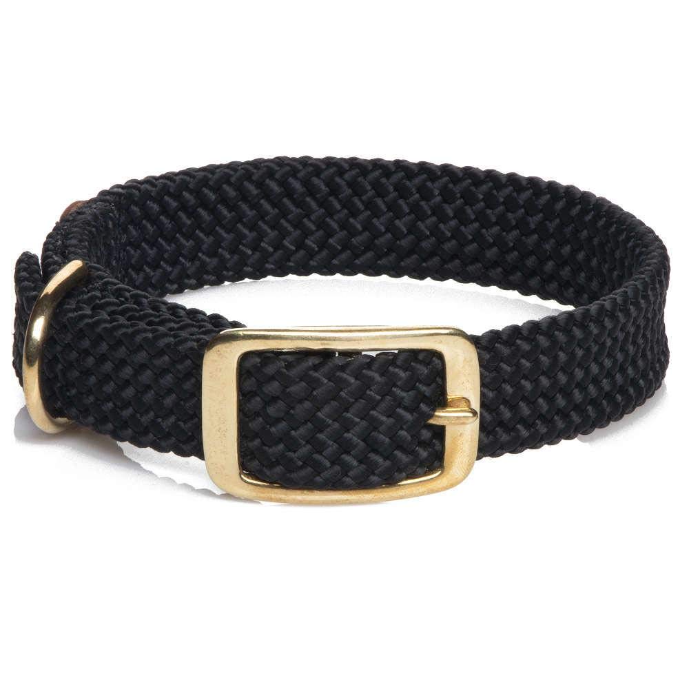 Mendota Pet Double Braid Collar - Brass - Dog Collar - Made In The Usa - Black, 1 In X 18 In Standard
