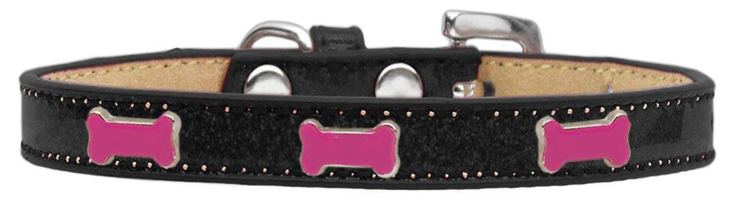 Mirage Pet Products 633-3 SV10 Pink Bone Widget Dog Collar Silver Ice Cream, Size 10