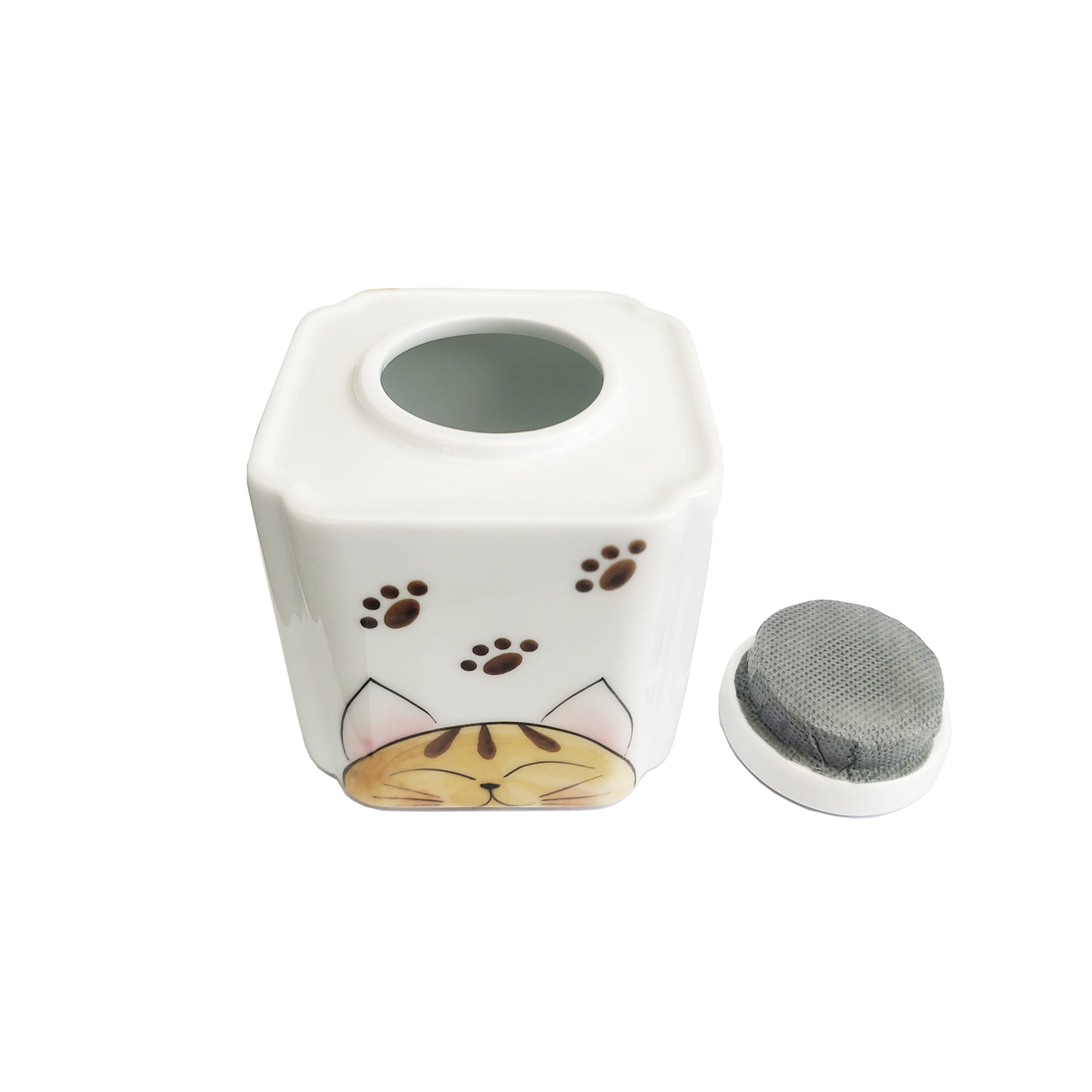 Qiulogfen Orange Animal Print Ceramic Cat Urn - Memorial Urn For Kitten Ashes - Sealed Jar With Sturdy Base - Decorative Indoor Vase