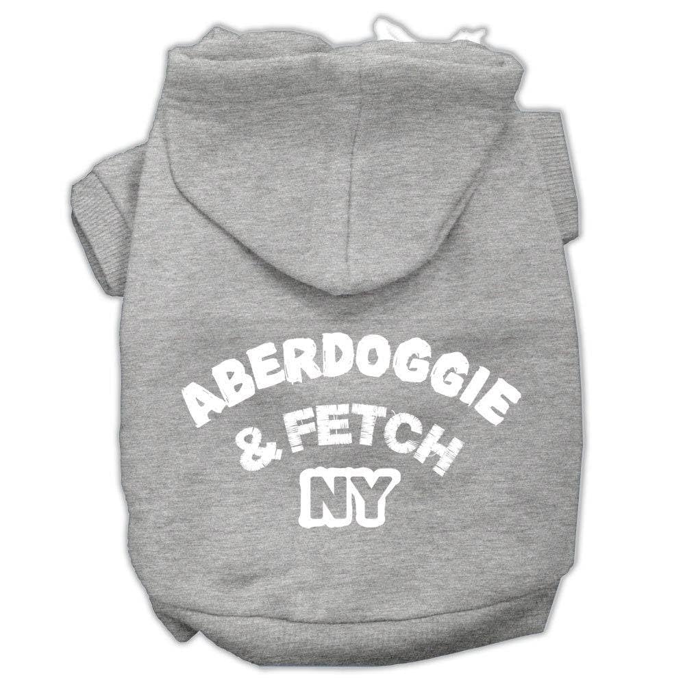 Mirage Pet Products 10&quot; Aberdoggie NY Screen Print Pet Hoodie, Small, Grey