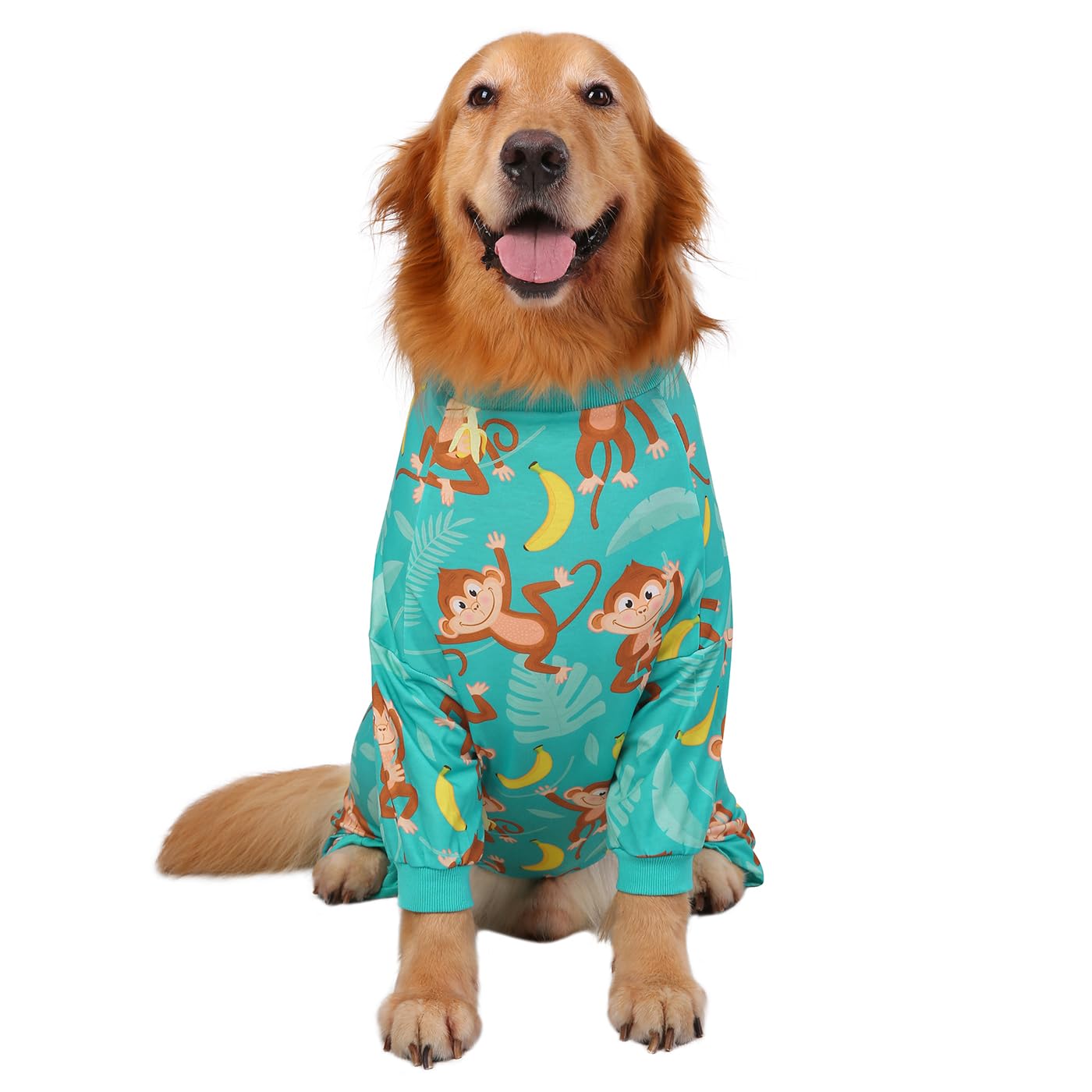 Hde Dog Pajamas One Piece Jumpsuit Lightweight Dog Pjs Shirt For M-3Xl Dogs Monkeying Around - L