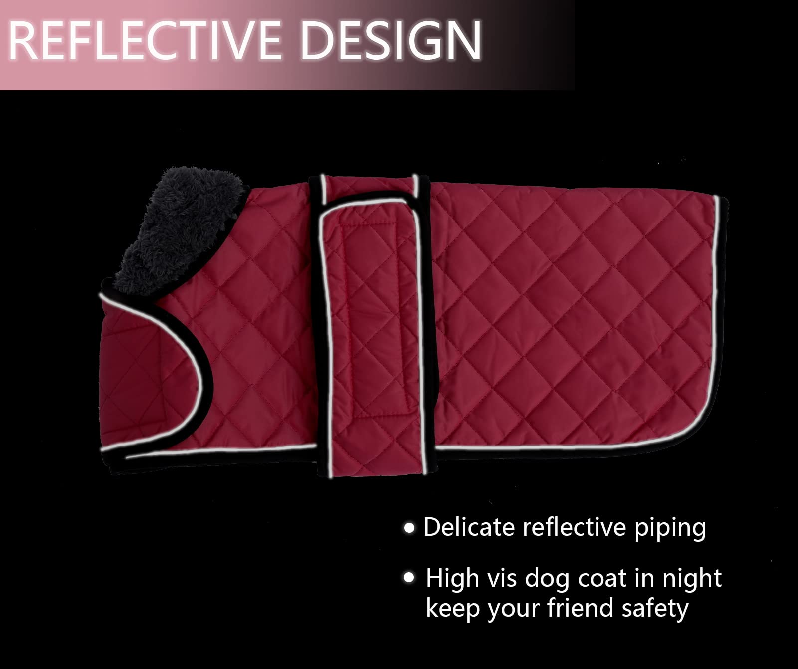 Warm Thermal Quilted Dachshund Coat, Dog Winter Coat With Warm Fleece Lining, Outdoor Dog Apparel With Adjustable Bands For Medium, Large Dog-Pink-S