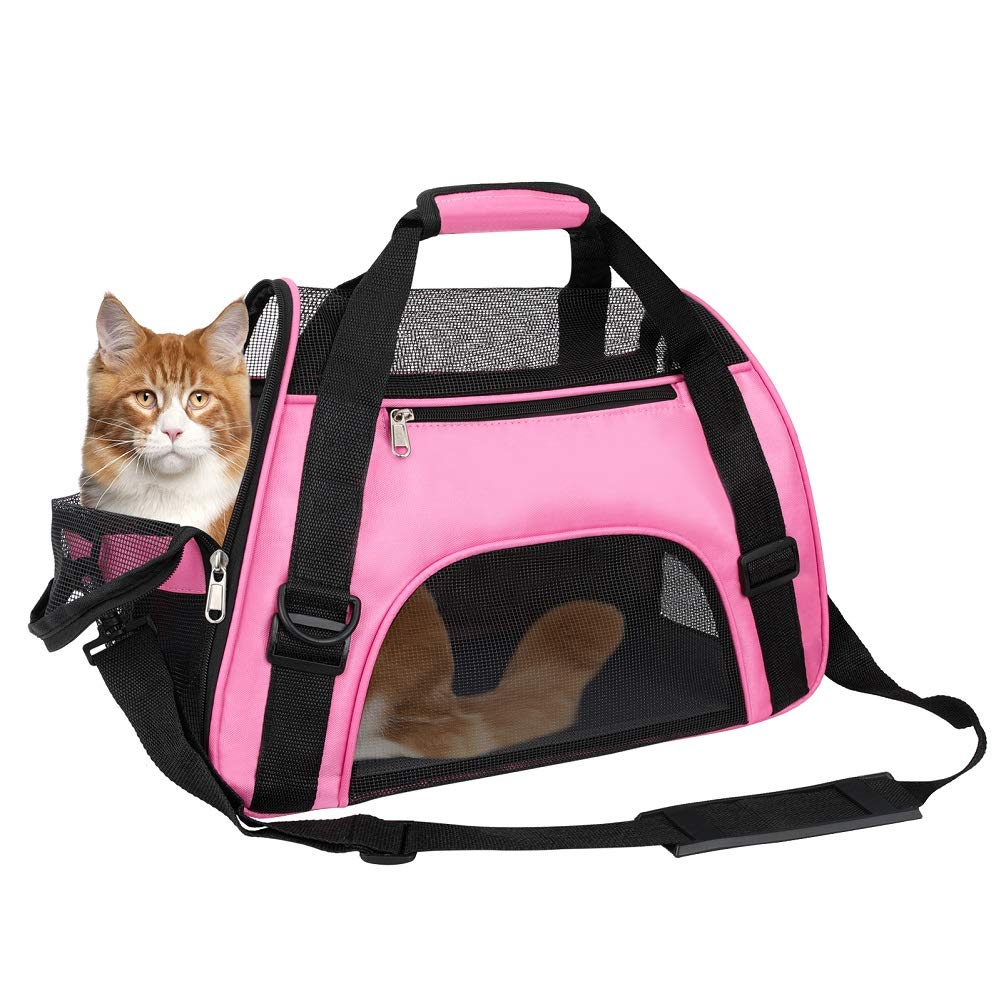 Tiyolat Pet Carrier Bag, Airline Approved Duffle Bags, Pet Travel Portable Bag Home For Little Dogs, Cats And Puppies, Small Animals (Small, Pink)