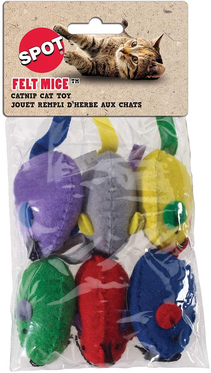 Ethical Pet Felt Mice With Catnip Cat Toy (6 Pack) [Set Of 3]