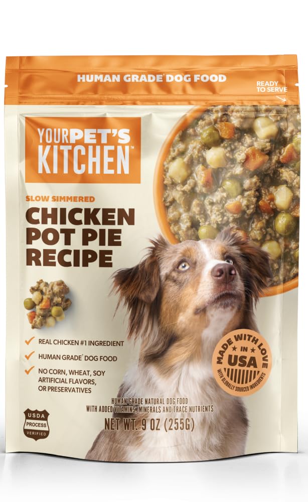 Your Pets Kitchen Chicken Pot Pie Wet Dog Food Pouches, Slow Simmered - Human Grade, USDA Verified, Real Chicken, Complete & Ba
