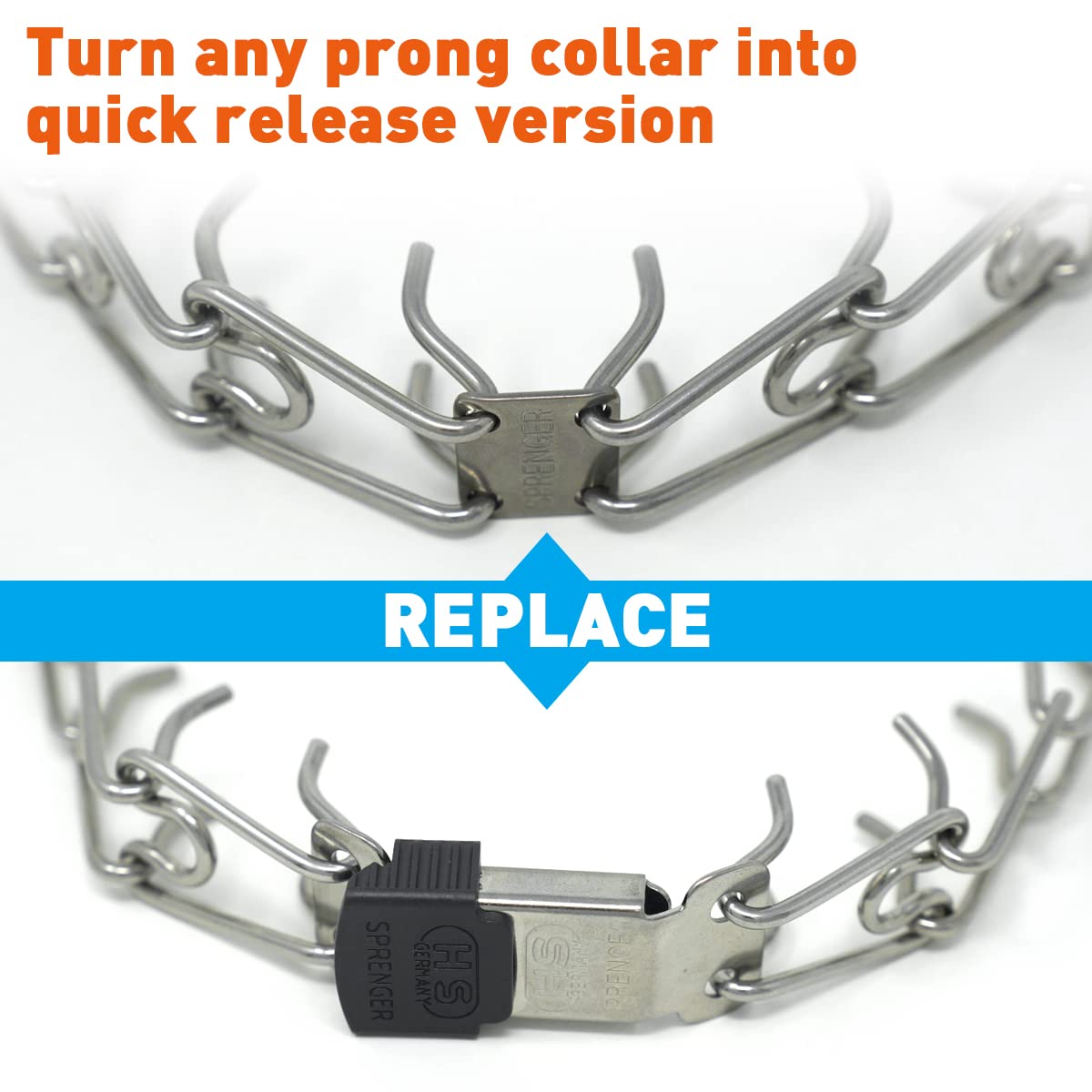 Herm Sprenger Cliclock Fastener Stainless Steel Buckle For Prong Dog Training Collar & Quick Release With Easy Buckle For Medium Large Dogs (3.0/3.2Mm)
