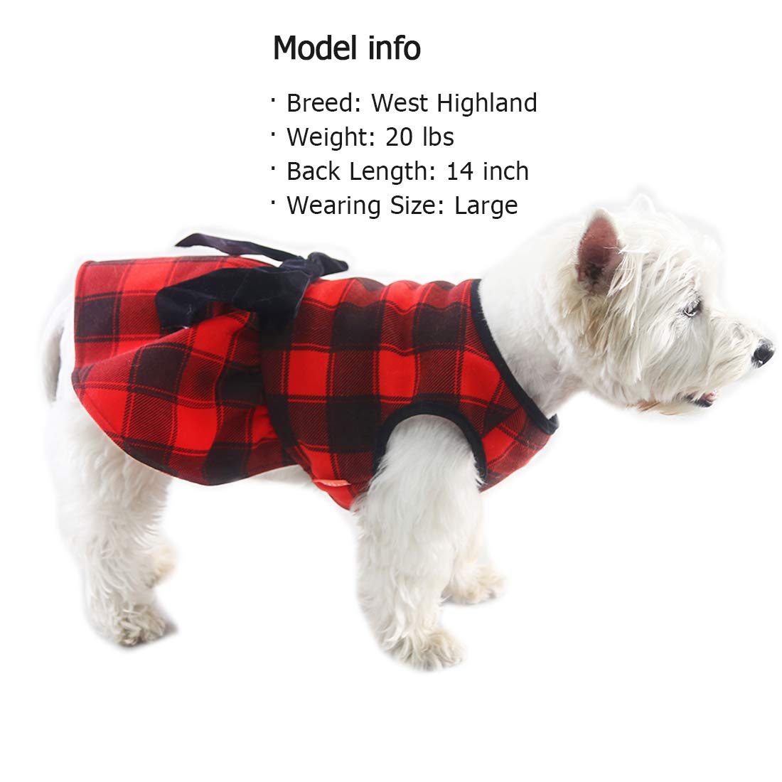 Kyeese Dog Dress Red Buffalo Check Dog Dresses With Bowtie For Small Medium Dog Dress