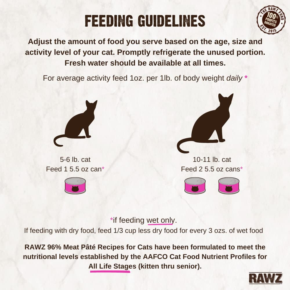 Rawz Natural Premium Pate Canned Cat Wet Food - Made with Real Meat Ingredients No BPA or Gums - 5.5oz Cans 24 Count (Beef & Bee