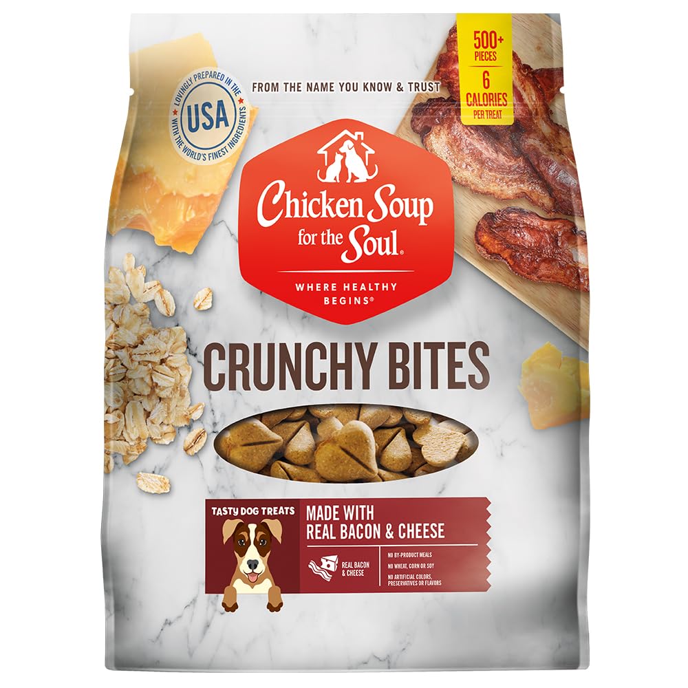 Chicken Soup For The Soul Crunchy Bites Dog Treats, Bacon & Cheese, 32 Ounce Bag | Soy, Corn & Wheat Free, No Artificial Flavors