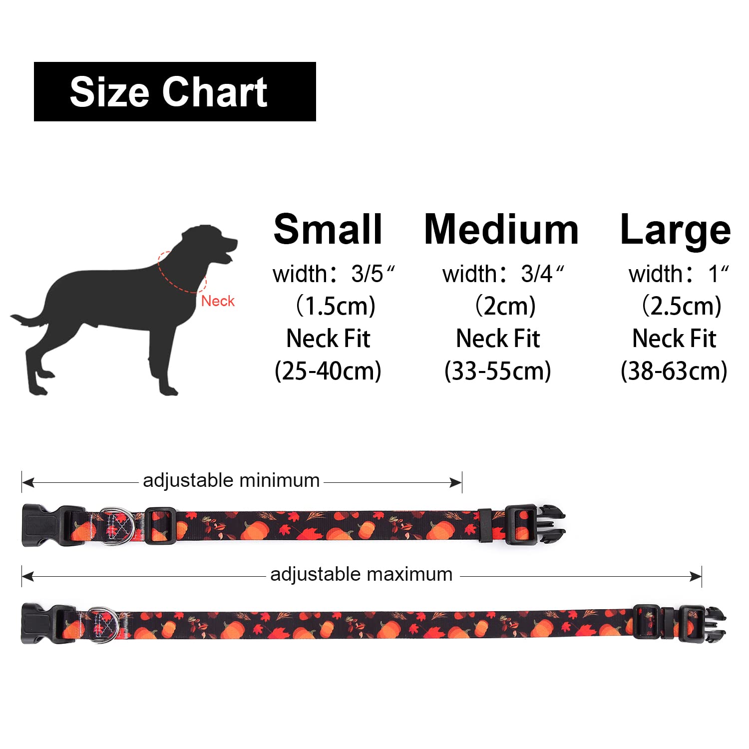 Suredoo Adjustable Dog Collar With Patterns, Ultra Comfy Soft Nylon Breathable Pet Collar For Small Medium Large Dogs (S, Pumpkin)
