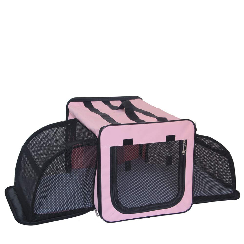 Pet Life  Capacious Dual-Expandable Wire Folding Lightweight Collapsible Travel Pet Dog Crate