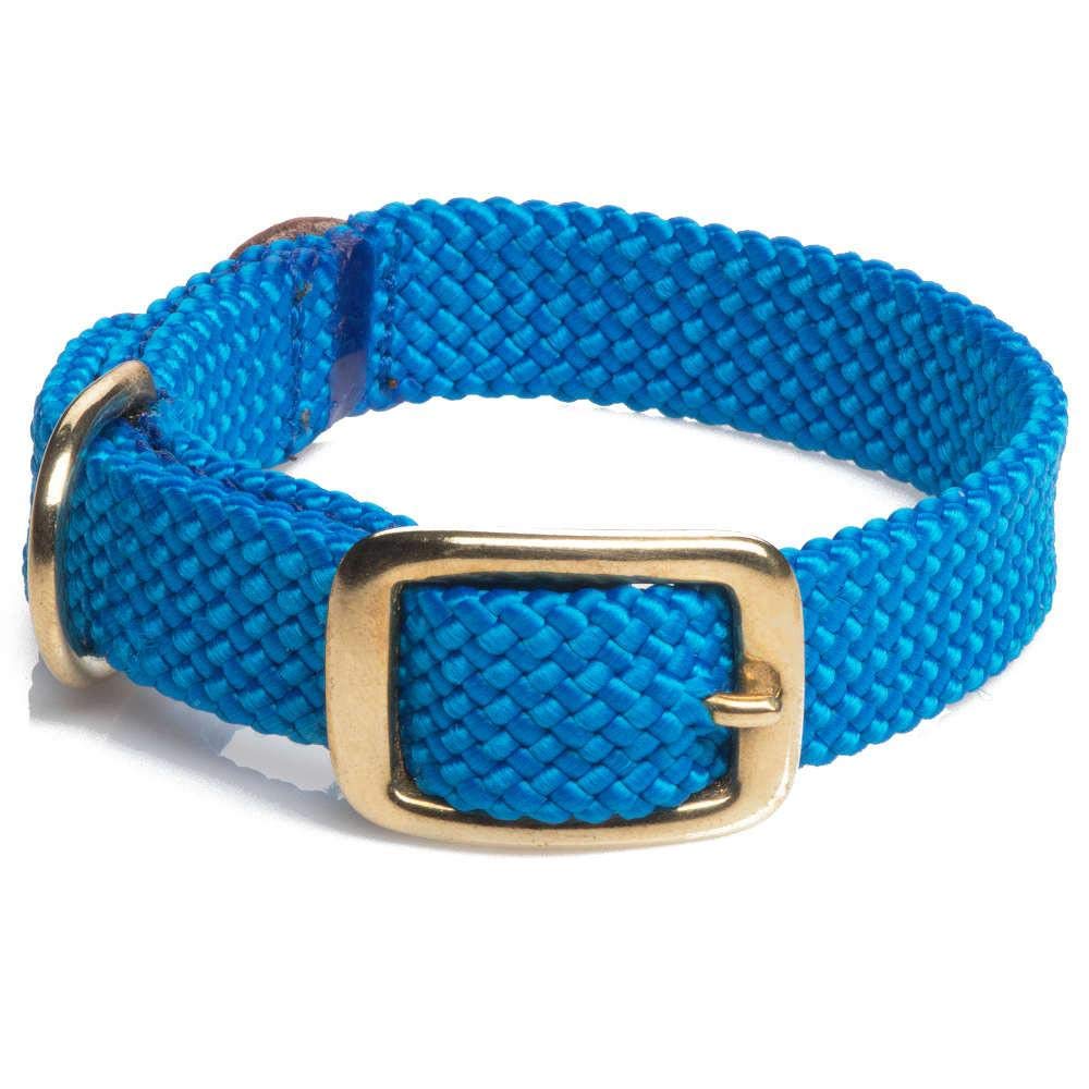 Mendota Pet Double Braid Collar - Brass - Dog Collar - Made In The Usa - Blue, 9/16 In X 12 In Junior