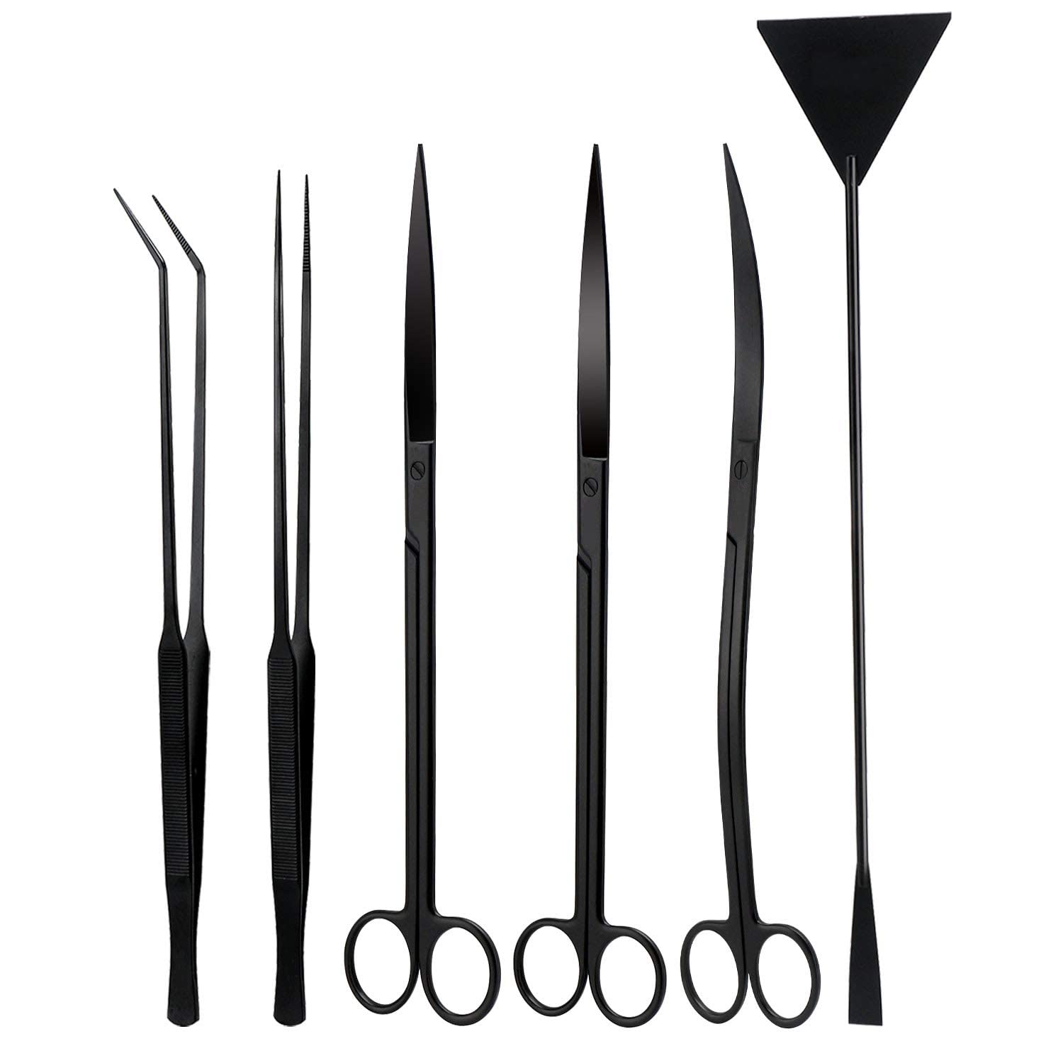 Segarty Aquarium Tools, 6 In 1 Stainless Steel Aquatic Plant Tweezers Scissor Spatula For Planted Freshwater Aquarium Landscapin