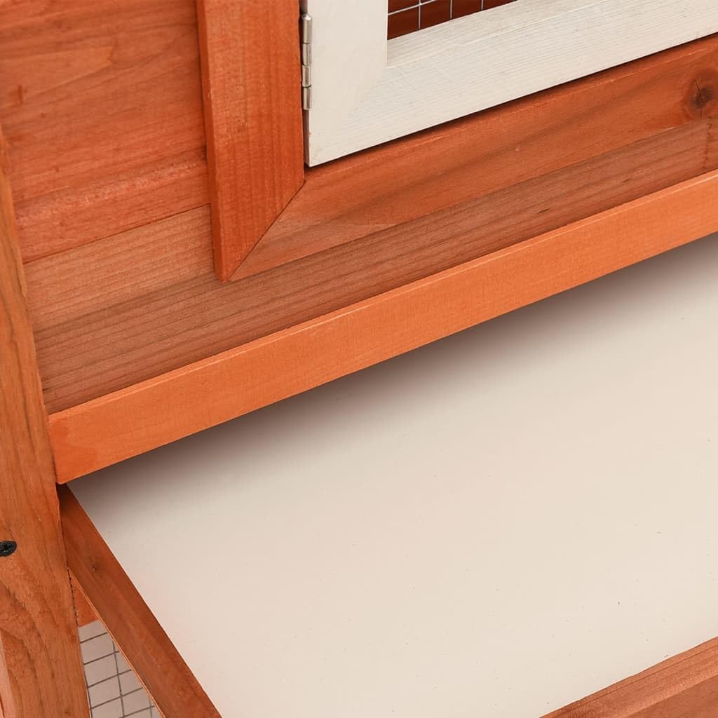 vidaXL Double Layer Large Outdoor Rabbit Hutch - Pinewood Pet House with Iron Wire Mesh - Weather Resistant Roof - Perfect for Keeping Small Animals, Brown