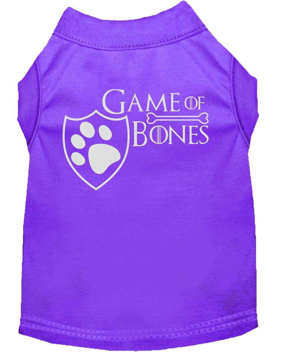 Pet Dog & Cat Shirt Screen Printed, 'Game Of Bones' Purple 3Xl (25-35 Lbs.)