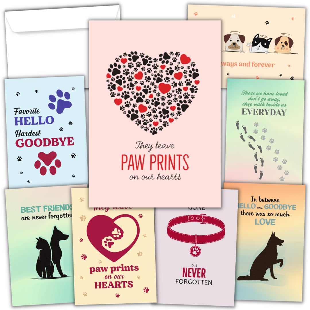 Hat Acrobat 24 Pet Sympathy Cards For Dogs, Cats With Envelopes - Pet Sympathy Card, Loss Of Dog Sympathy Card Set, 24 Cards In 