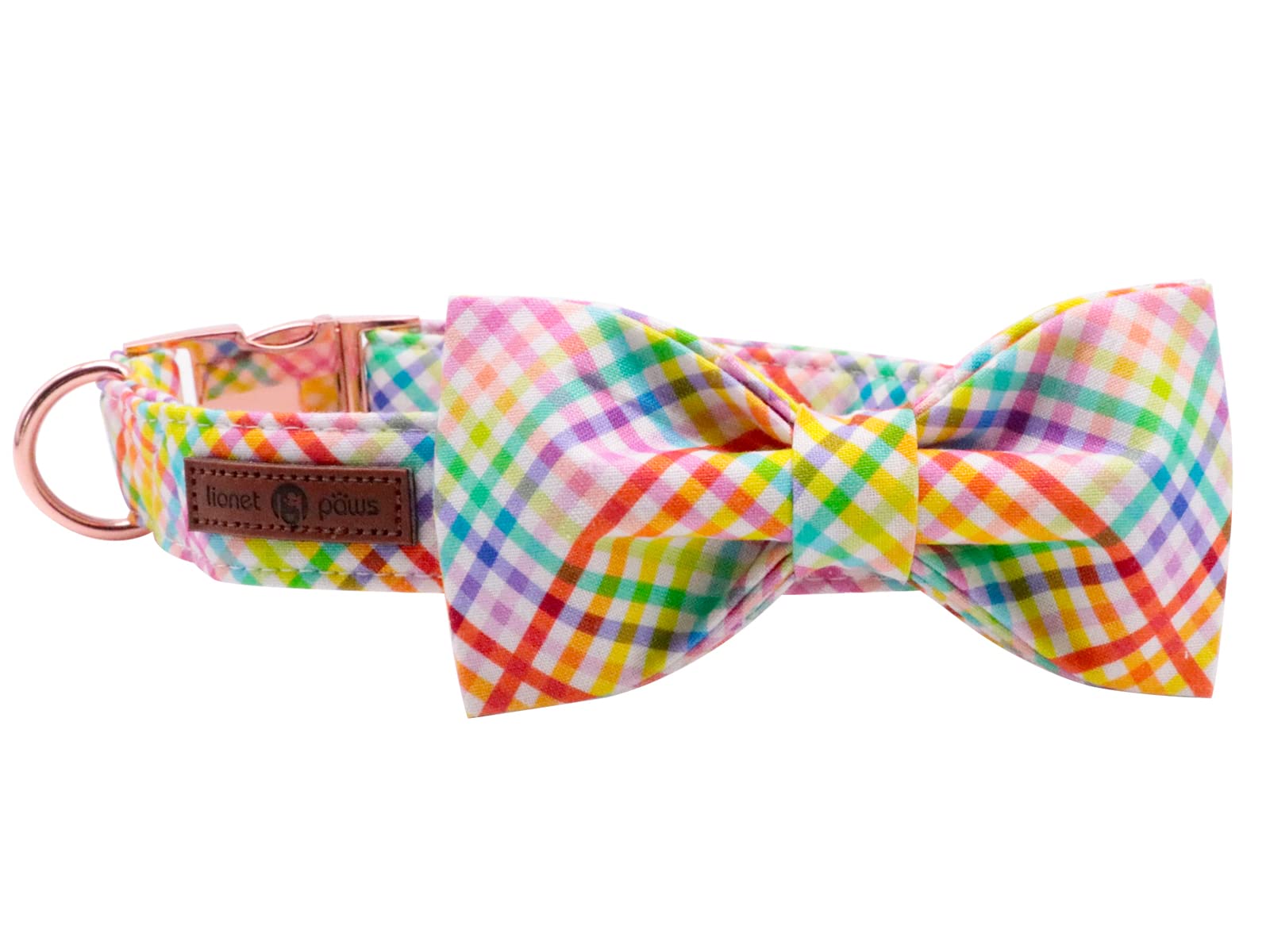 Lionet Paws Easter Dog Collar With Bowtie - Colorful Cute Cotton Bowtie Dog Cat Collar With Metal Buckle For Puppy Girl Boy Gift, Xs, Neck 8-12In