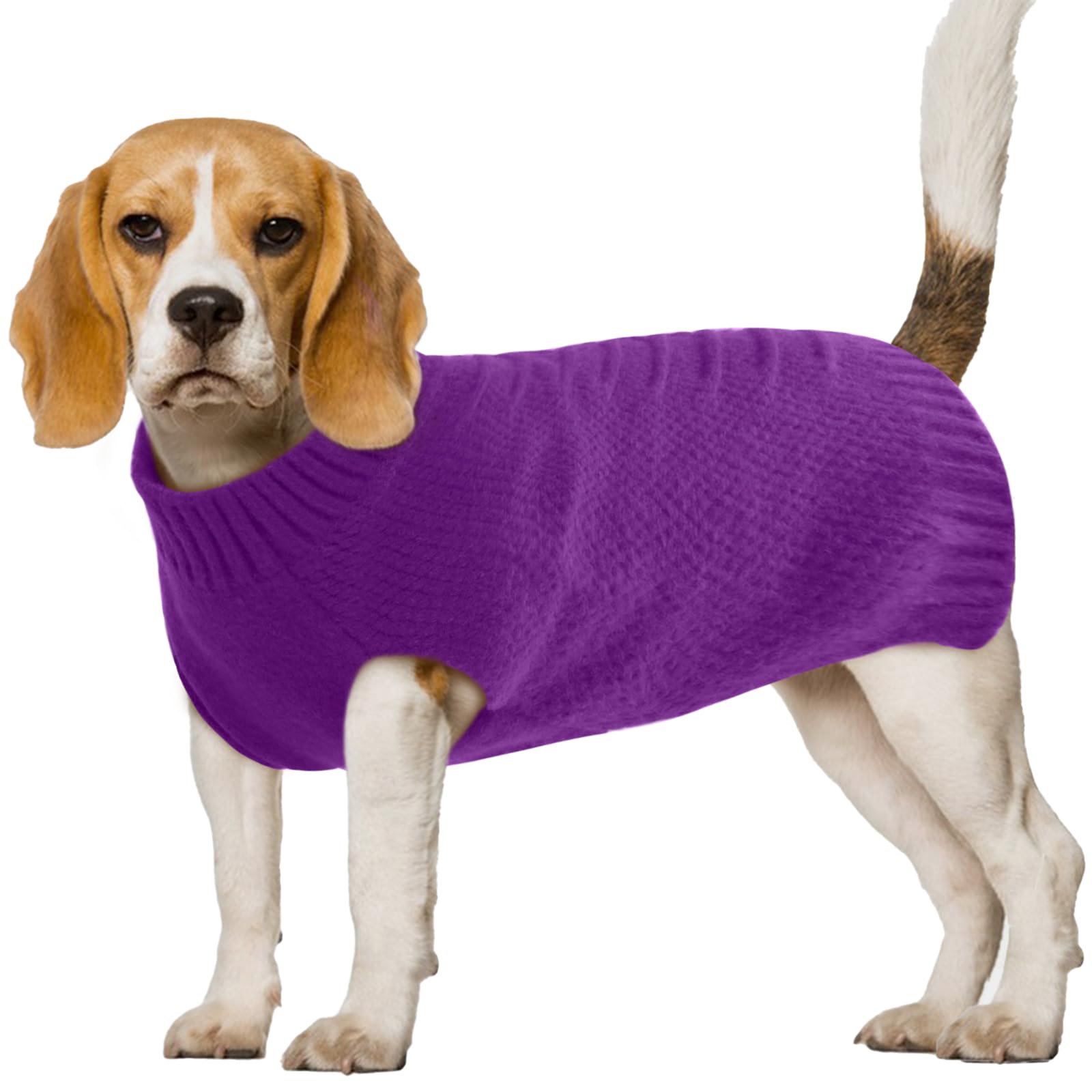Iecoii Large Dog Sweater - Thick Warm Neutral Purple-Xl For Male Or Female Dogs, Perfect For Christmas, Thanksgiving, Halloween 