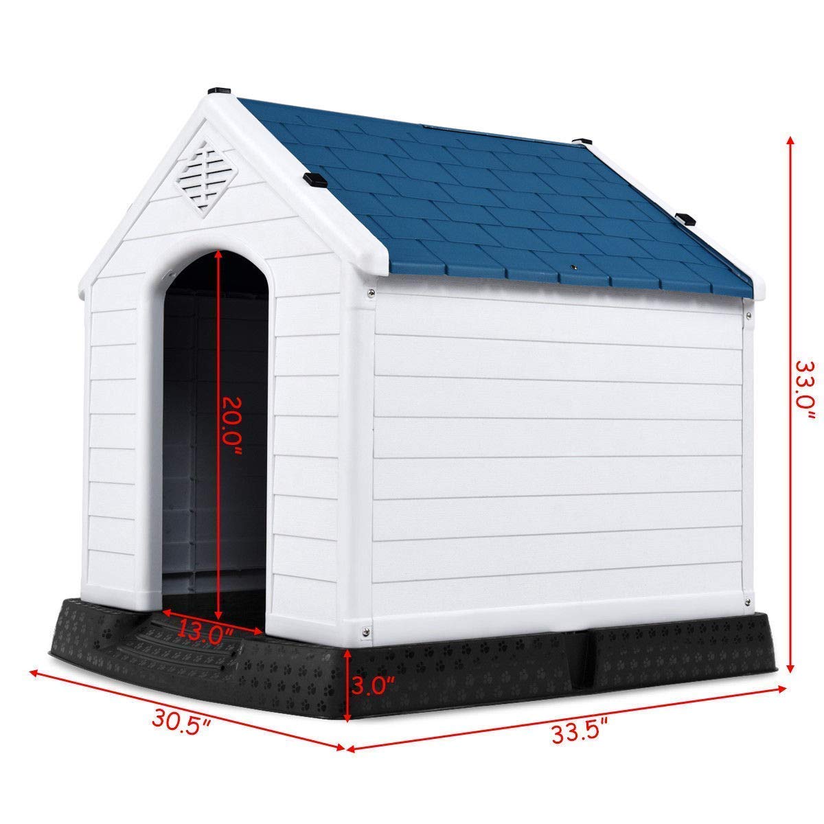 Giantex Dog House For Medium Dogs, Waterproof Plastic Dog Houses With Air Vents And Elevated Floor, Easy To Assemble, Outdoor Cat House Feeding Station Indoor Patio Backyard Dog Kennel House