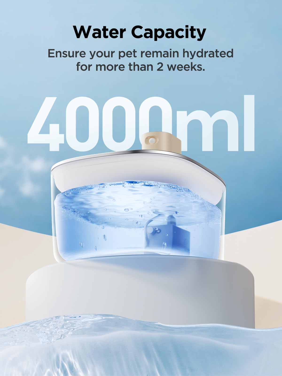 Feelneedy Cat Water Fountain Battery Operated, 4L/135 Fl Oz Pet Water Fountain For Cats And Dog With Motion Sensor, Ultra Quiet