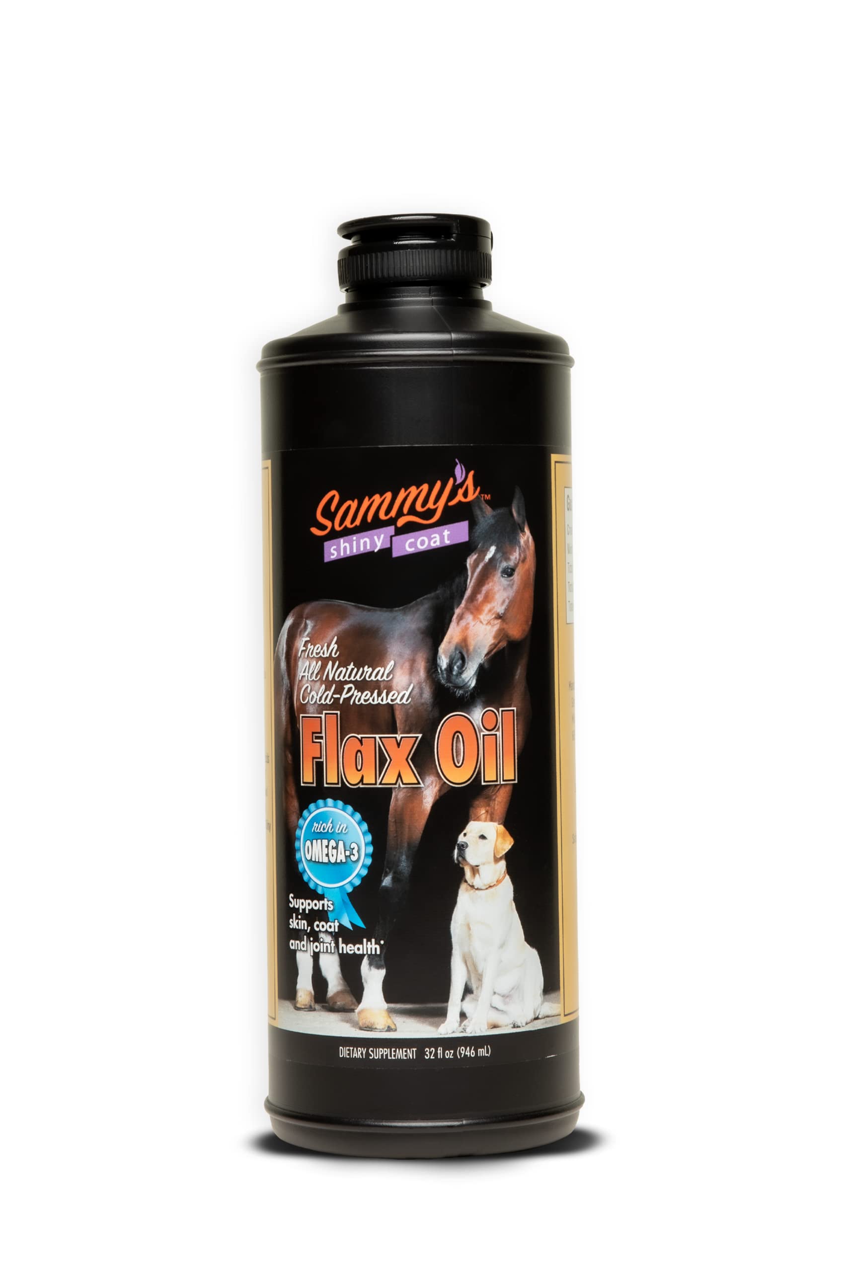 Sammys Shiny Coat Flaxseed Oil - 100% Pure, Natural Flax Oil, Cold-Pressed, Excellent Source of Anti-Inflammatory Omega-3, Promo