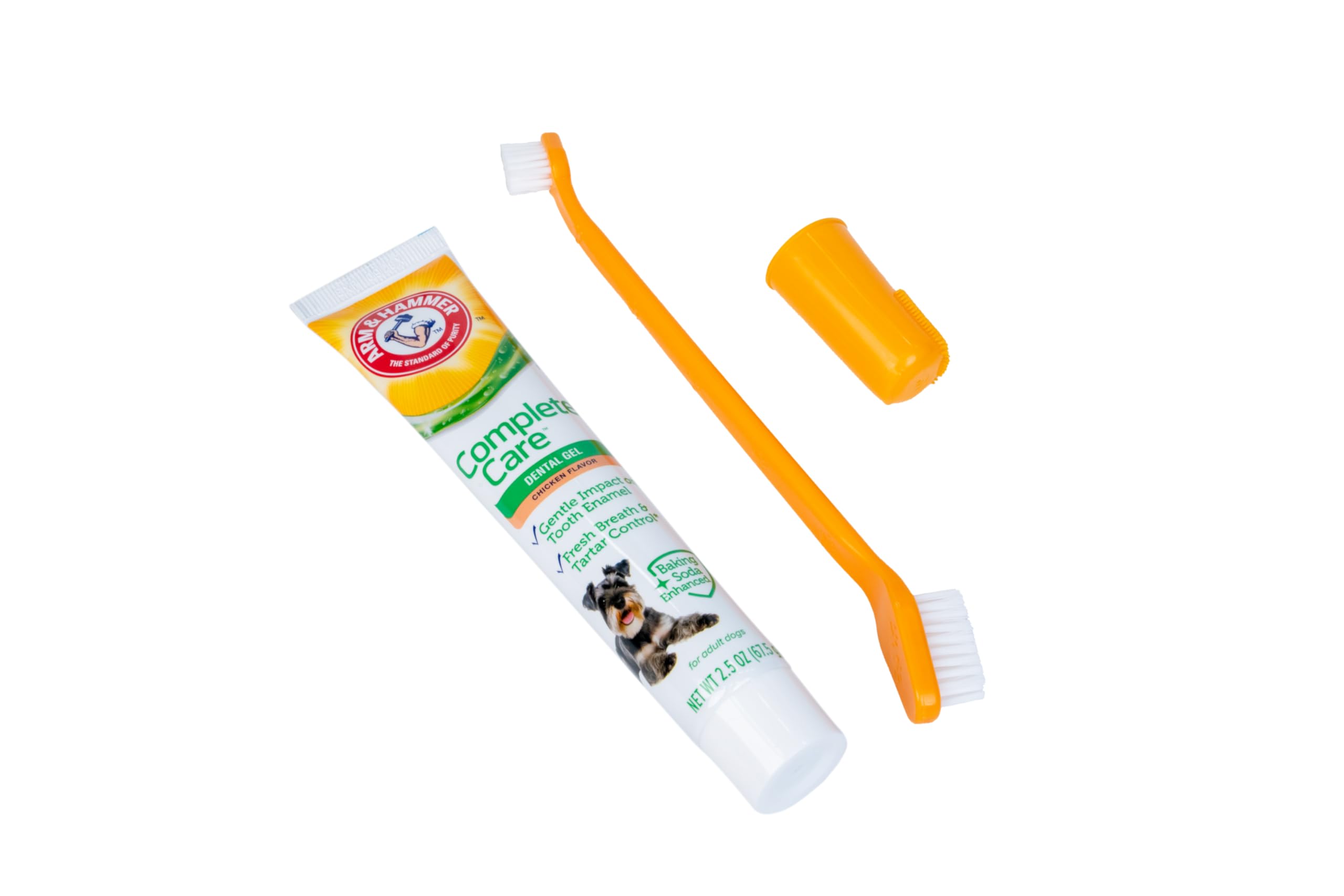 Arm & Hammer Complete Care Dental Gel Dog Toothbrush Kit, Gel Dog Toothpaste, Toothbrush, Finger Brush, Fresh Breath, Tartar Con