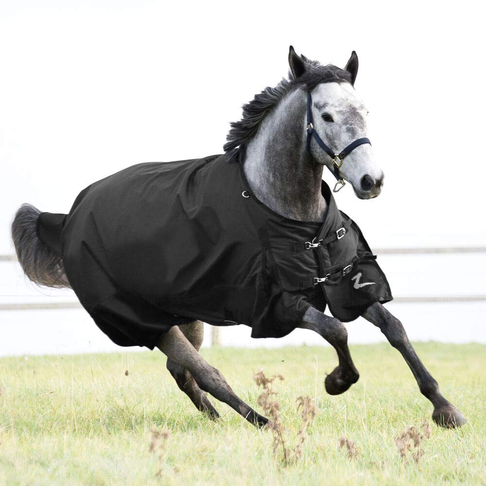 HORZE Nevada Medium Weight 1200D Waterproof Horse Turnout Blanket (200g Fill) - Black - 75 in
