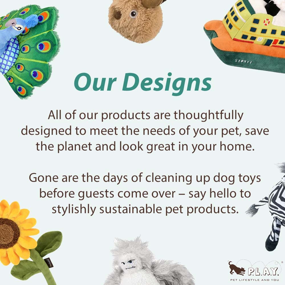 P.L.A.Y. Cute Plush Dog Toy - Birthday Party Celebration Themed Durable Squeaker Chew Toy, Great For Puppies & Small, Medium, La