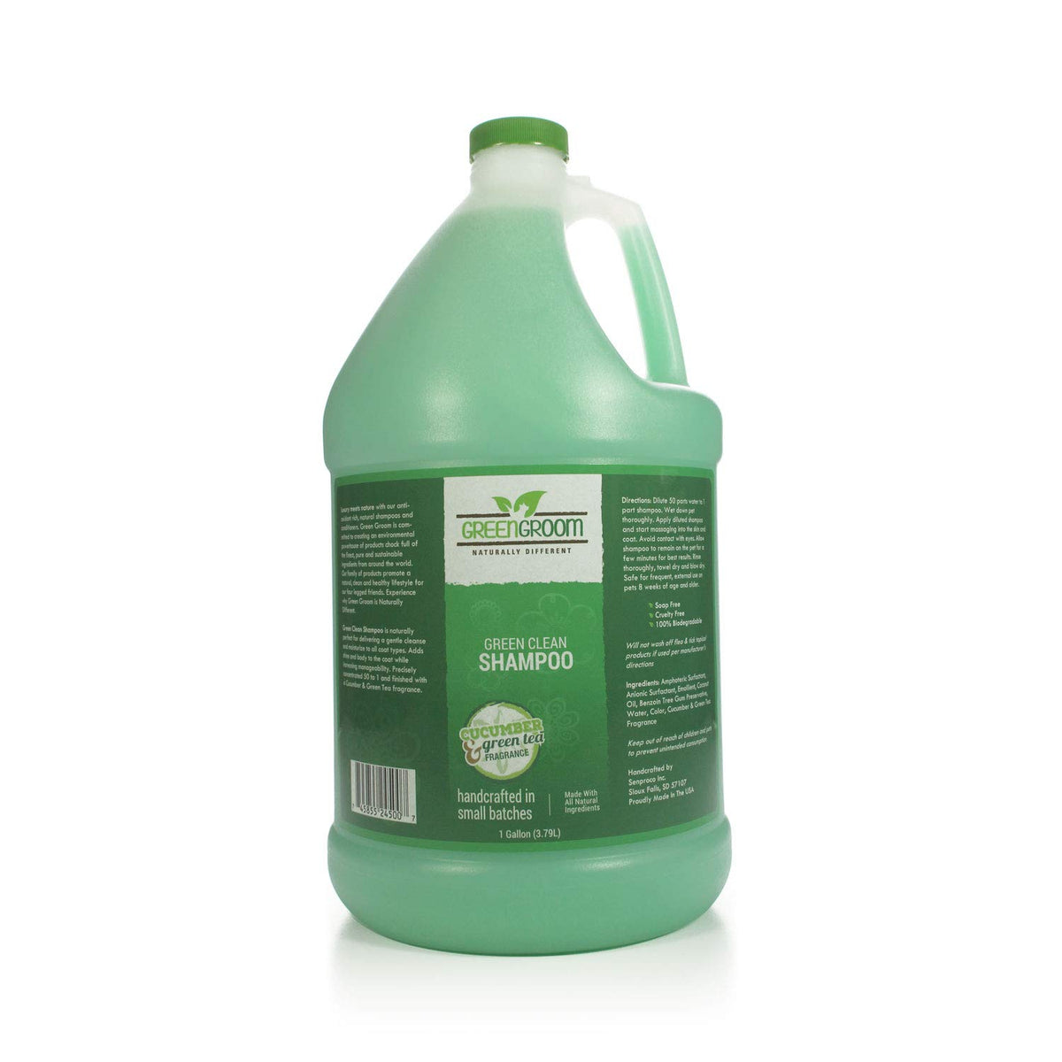 Green Groom Green Clean Dog Shampoo, 1 Gallon - Plant Based Ingredients, 50:1 Concentrated, Moisturizes Dry Itchy Sensitive Skin, Antioxidant Rich, Professional Grade