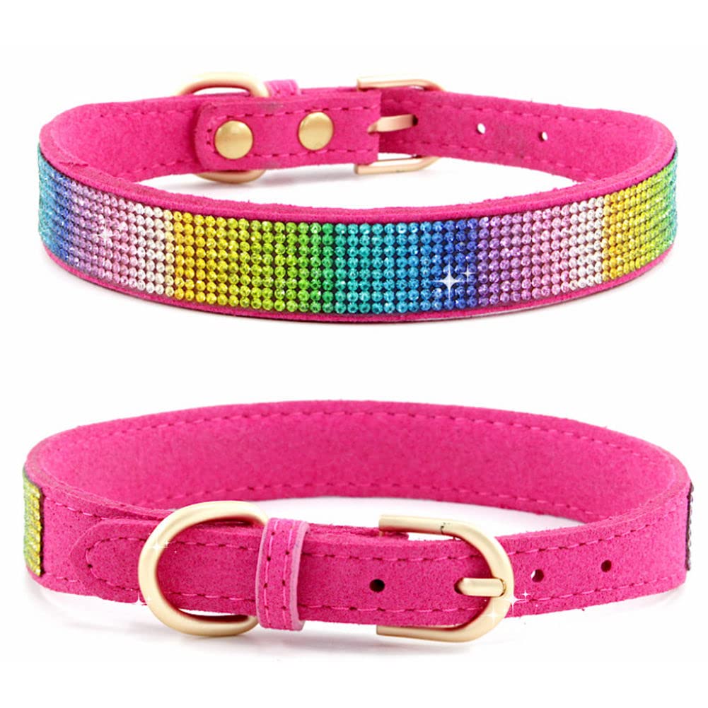 Cute Dog Collar With Bling Rhinestone, Fancy Crystal Diamond Glitter Pretty Jewel Soft Cat Collars For Small Medium Large Breed Dogs Girl Female Pet Puppy Kitten Terrier, Colorful Rose Xxs