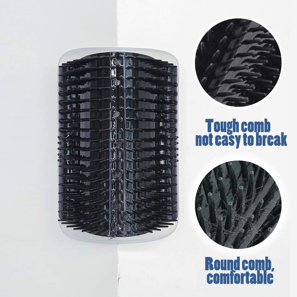 Imisno Cat Self Groomer Toy Wall Corner Massage Comb Perfect Massager Brush With Catnip (4 Pcs Black)