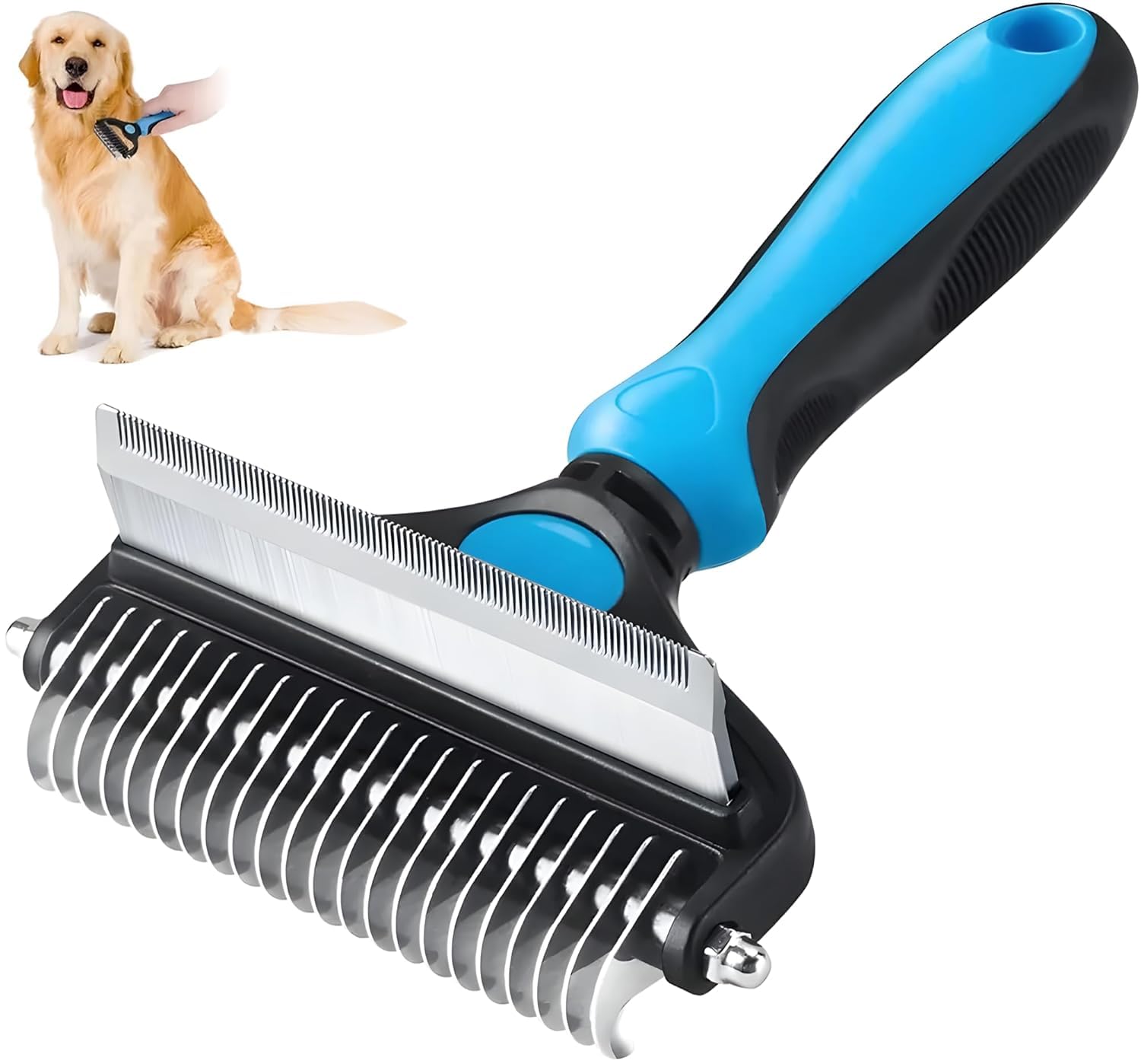 Docrok Dog Grooming Brush For Shedding  2 In 1 Deshedding Tool And Undercoat Rake For Long And Short Haired Dogs With Double Co