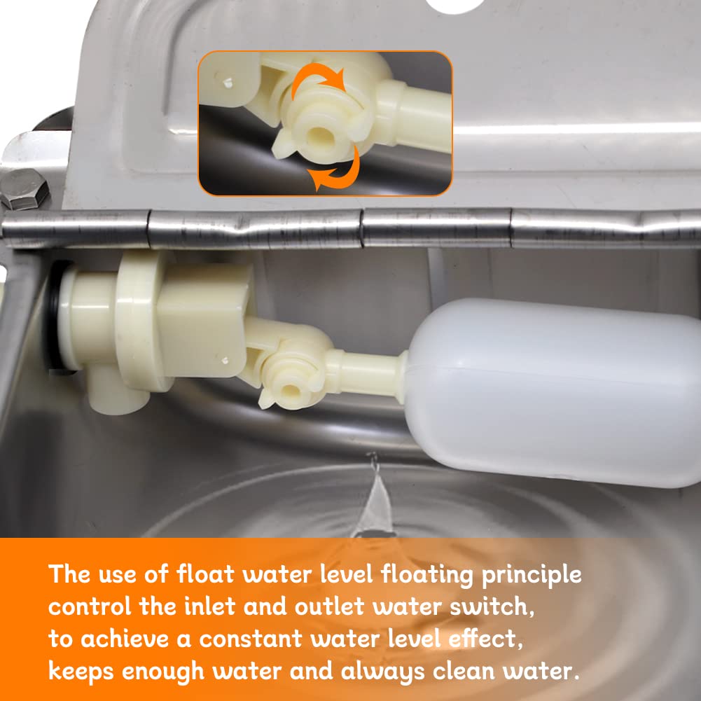 APlayfulBee Stainless Steel Automatic Livestock Waterer Bowl with Float Valve & Hose for Cattle, Horses, Goats & Sheep