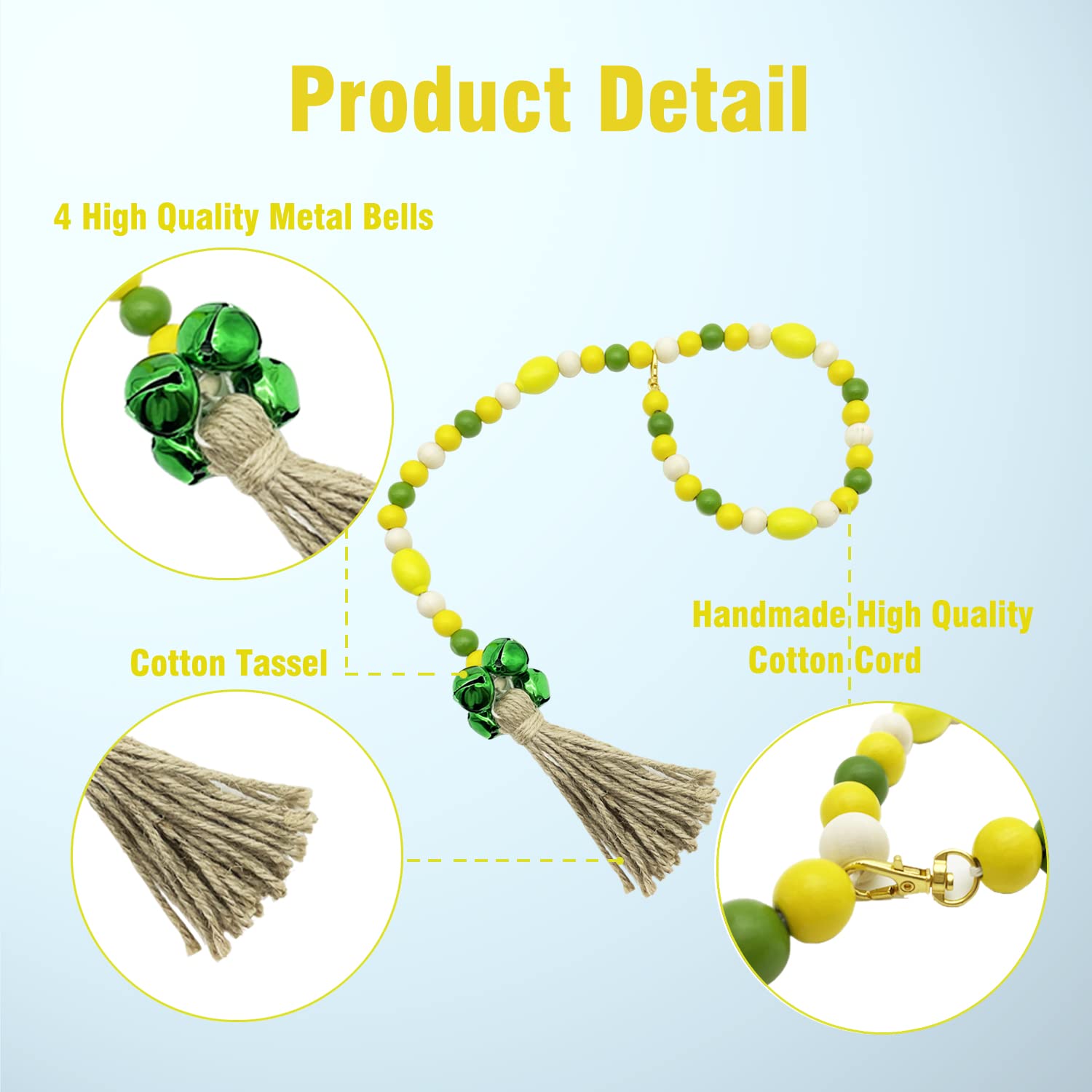 Idolpet Upgraded Wood Beaded Hanging Door Bells For Dogs And Puppies - Doorbells For Potty Training & House Training, Antique Be