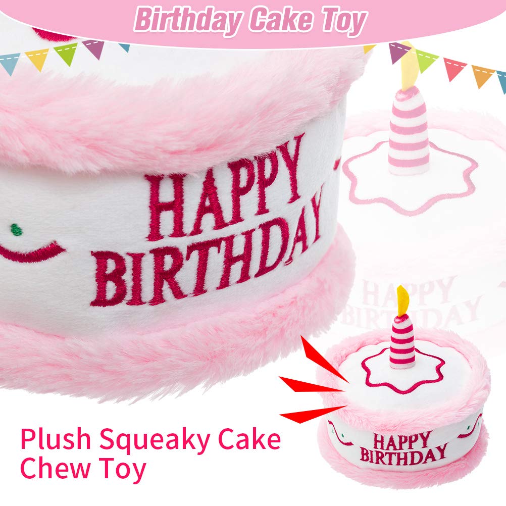 Dog Birthday Bandana Set - Cute Hat And Squeaky Cake Toy For Birthday Party Supplies Gift - Great For Small Medium Large Dogs Pi