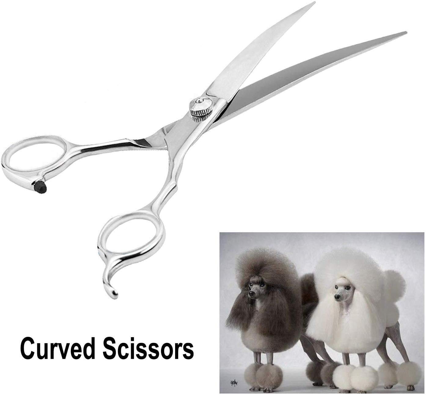 Dog Grooming Scissors,Pet Grooming Scissors With Thinning,Straight,Curved Down Shears Great For Groomers,Home Grooming And Groomer Beginners (Scissors Kit With Tapered Tips)