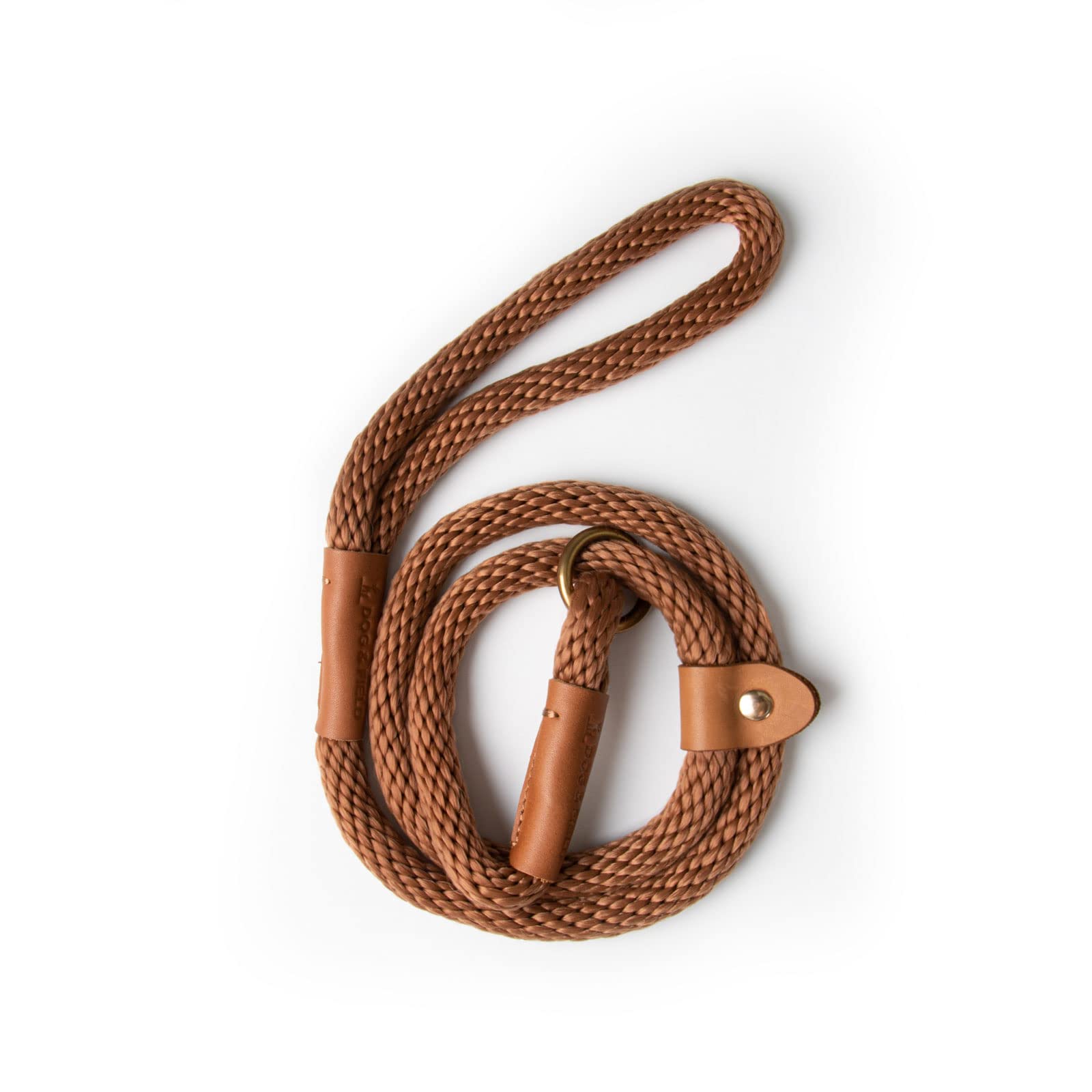 Dog & Field Lux Woven Slip Leash - Earth. 4Ft Slip Leash For Dogs, Soft Braided Rope Dog Lead With Brass Fittings & Leather Bind