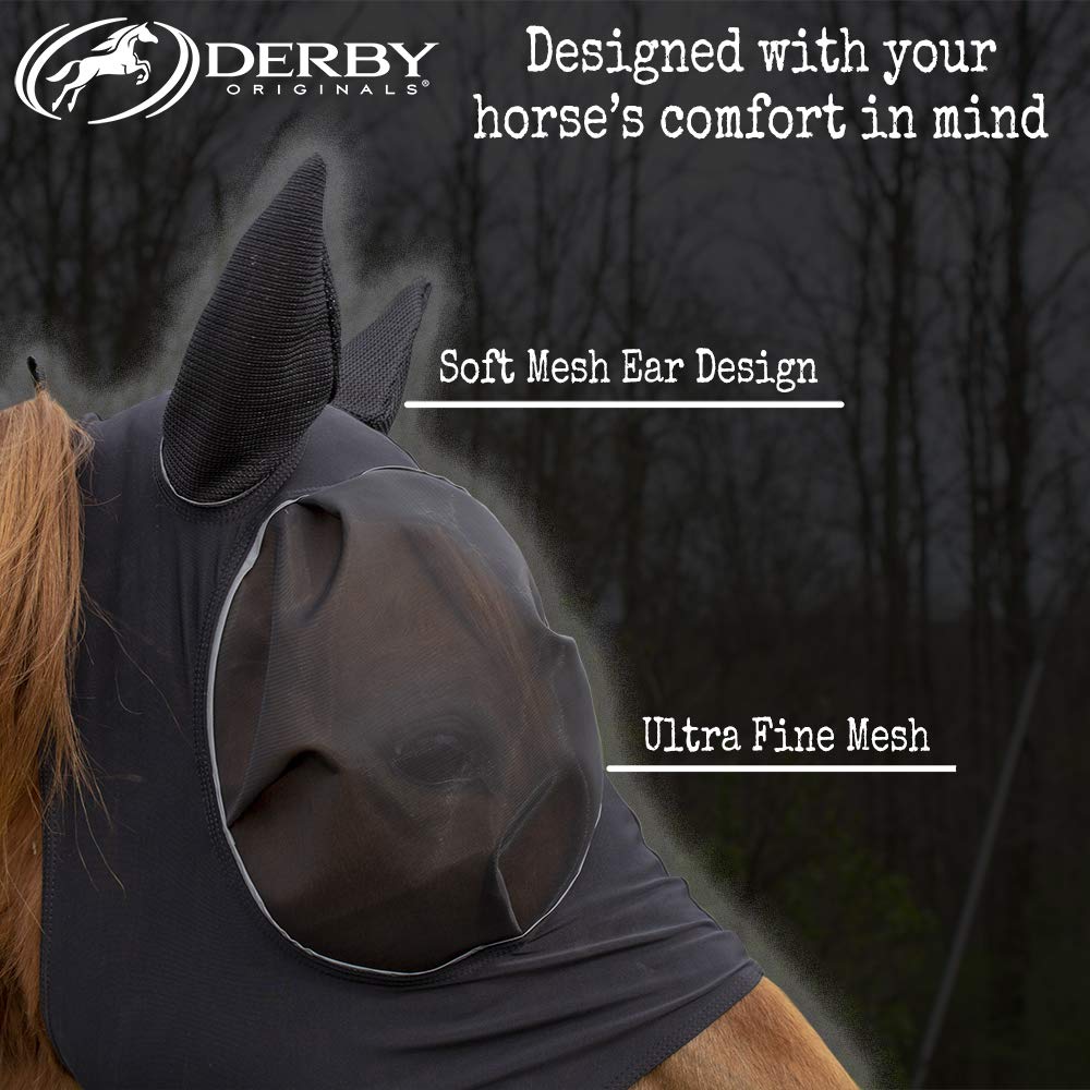 Derby Originals Reflective Lycra Fly Mask with 1 Year Warranty Mesh Eyes and Ears,Royal Blue,Medium (Cob/Arabian),72-7177-RBL-ME