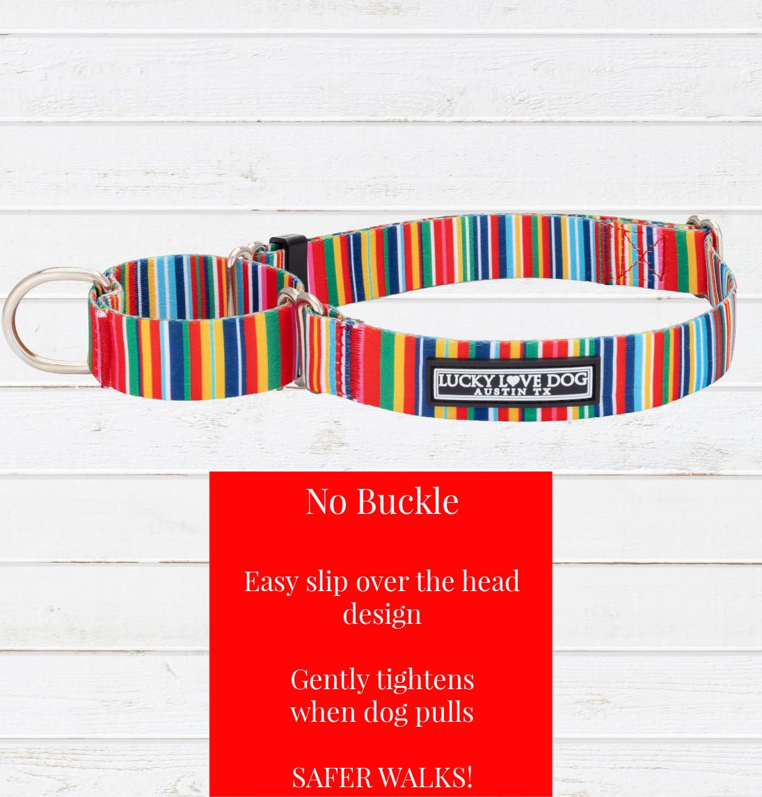 Lucky Love Dog Martingale Collar And Leash Set, Premium No Slip Collar And Leash Set, Colorful Hippie Martingale Color For Large