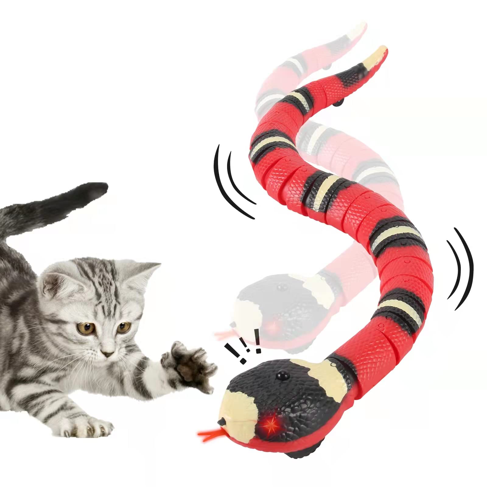 Cat Toys Snake Interactive,Kitten Toys,Realistic Smart Sensing Snake Toy,Usb Rechargeable,Automatically Sense Obstacles And Esca