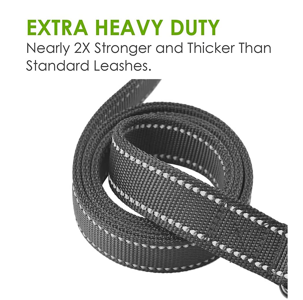 Dog Leash Heavy Duty - 2 Handles By Padded Traffic Handle For Extra Control, 6Foot Long - Perfect For Medium To Large Dogs (6 Ft, Black Blue)