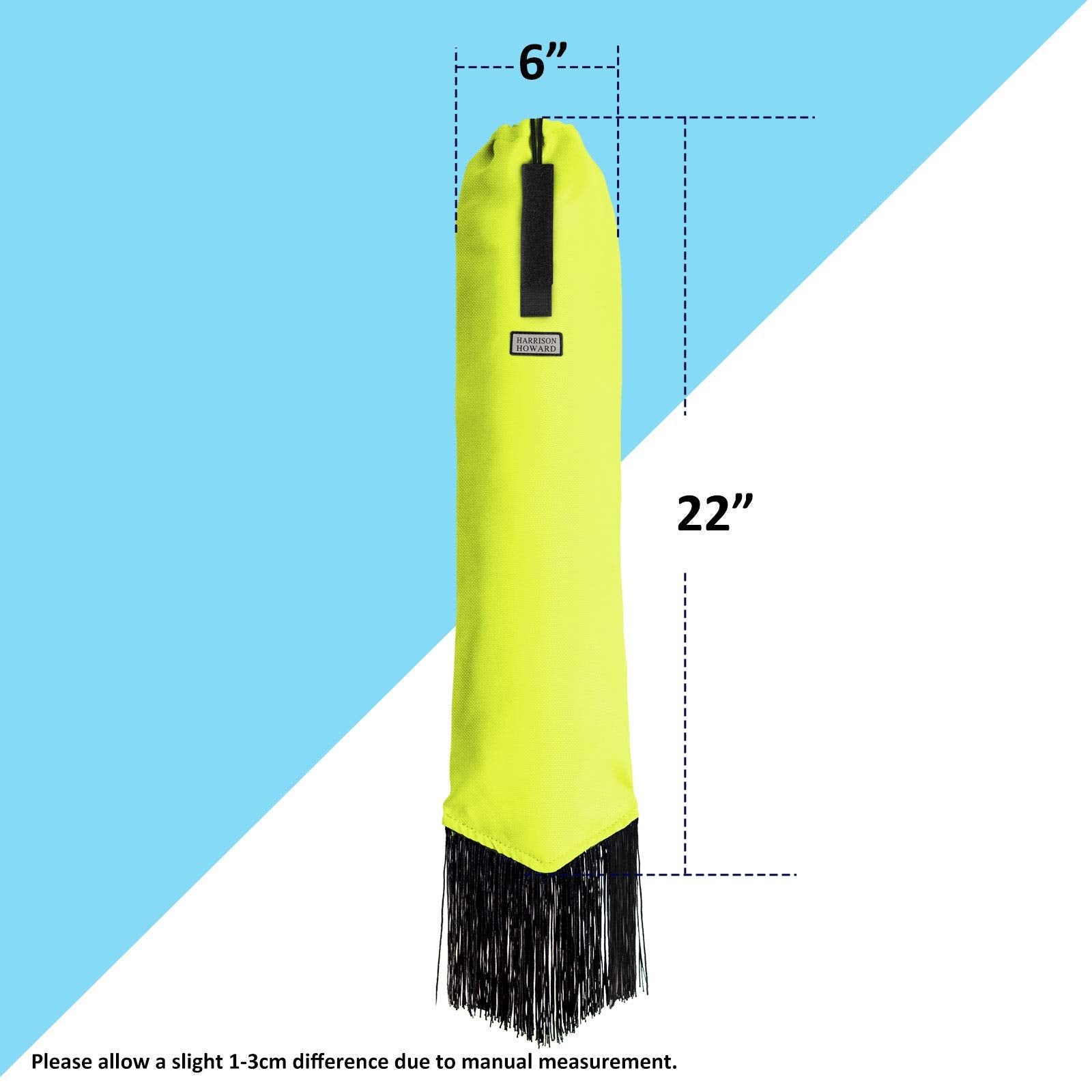 Harrison Howard Smooth Lightweight Adjustable Fastener Nylon Horse Tail Bag With Fringe-Fluorescent Green