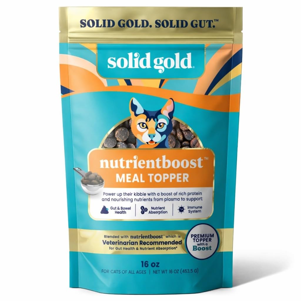 Solid Gold NutrientBoost Meal Topper for Cats - High Protein Crunchy Cat Treats Rich in Vitamins Minerals and Amino Acids - 1 Po